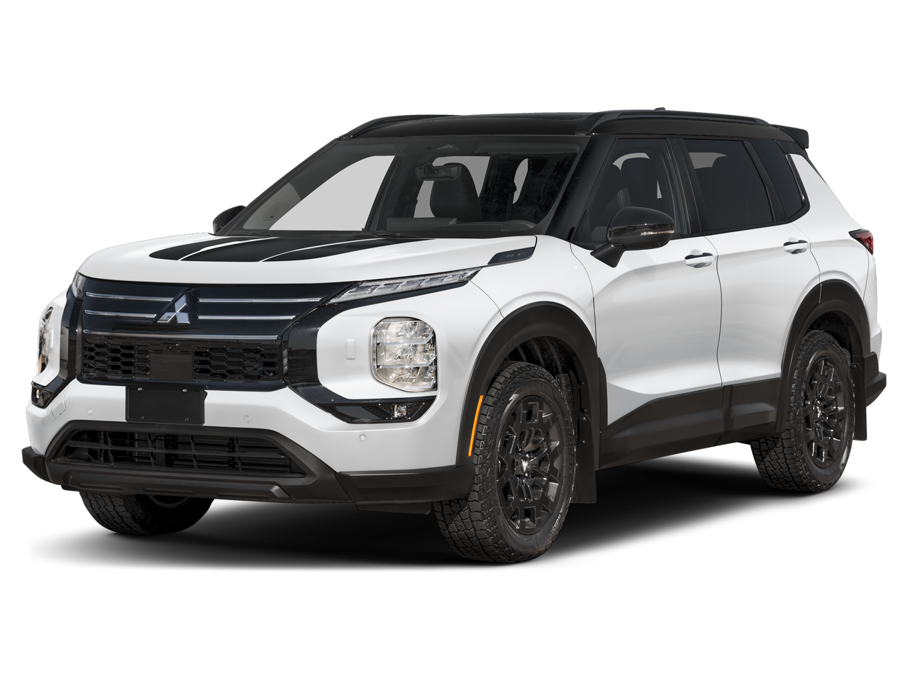 2026 Mitsubishi Outlander Trail Edition in White Diamond/Black Roof — front three-quarter view