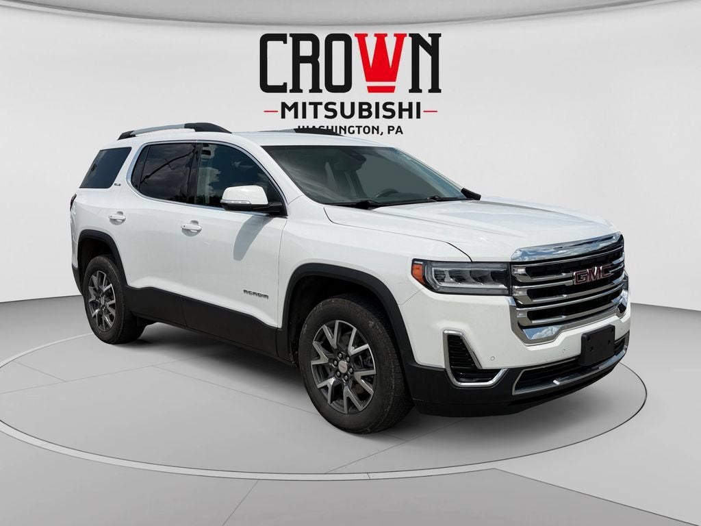 2021 GMC Acadia SLE in Summit White — front three-quarter view
