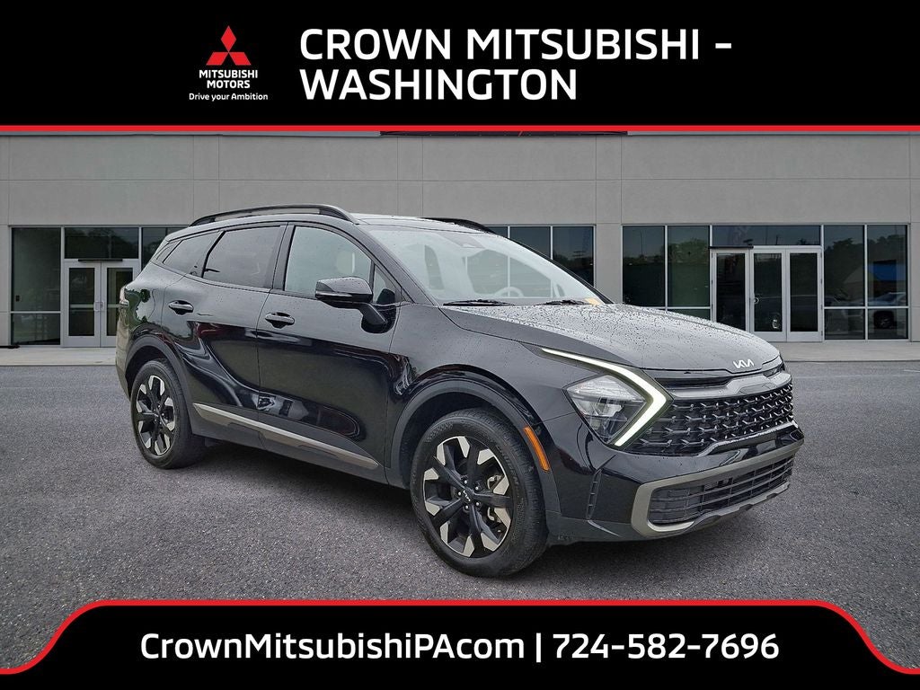 2023 Kia Sportage X-Line in Ebony Black — front three-quarter view