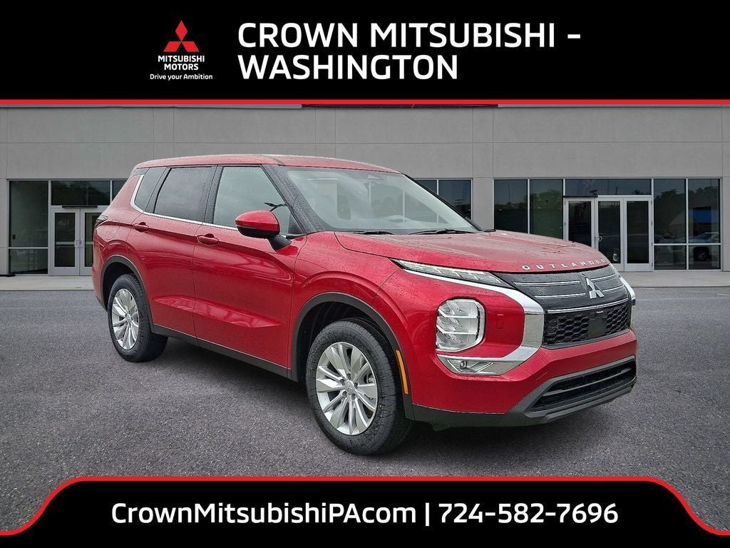 2026 Mitsubishi Outlander ES in Red Diamond — front three-quarter view