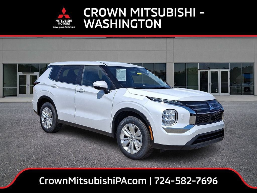 2026 Mitsubishi Outlander ES in Diamond White — front three-quarter view