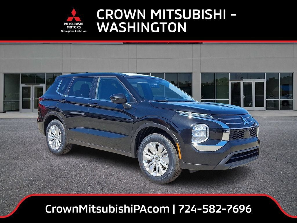 2026 Mitsubishi Outlander ES in Black Diamond — front three-quarter view