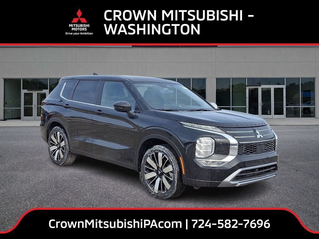 2026 Mitsubishi Outlander SE TECH in Black Diamond — front three-quarter view