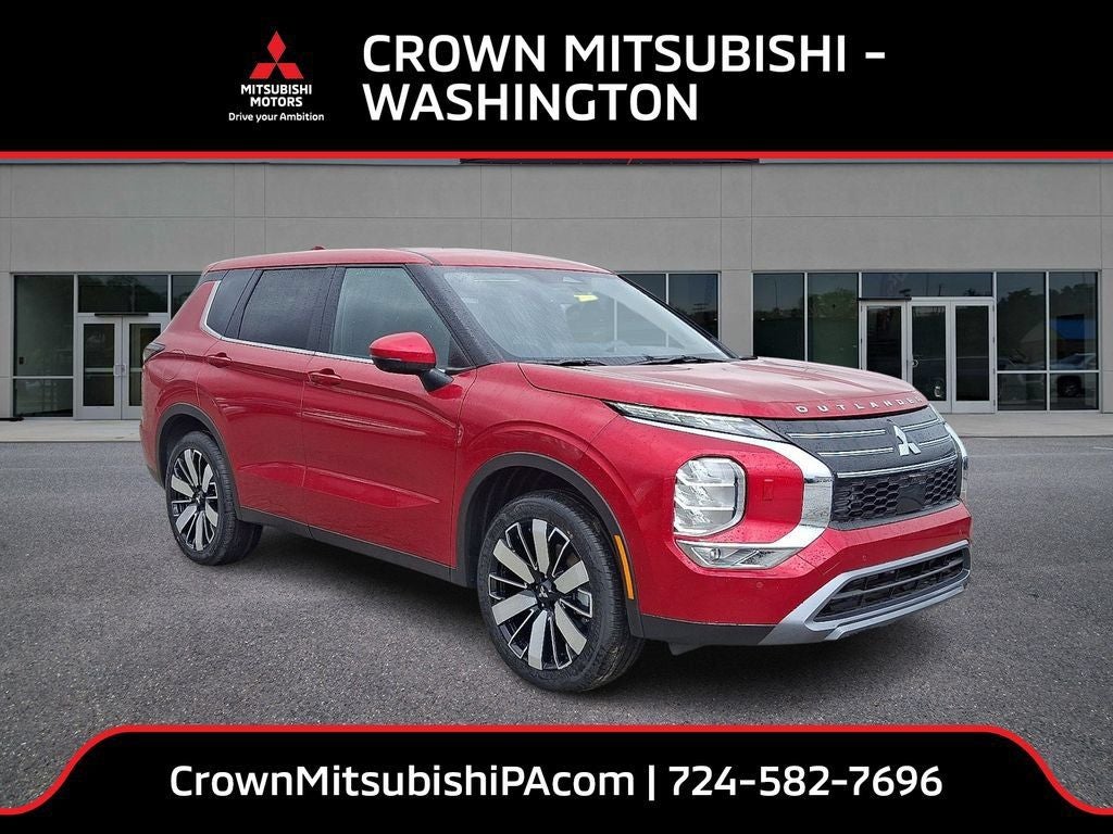 2026 Mitsubishi Outlander SE in Red Diamond — front three-quarter view