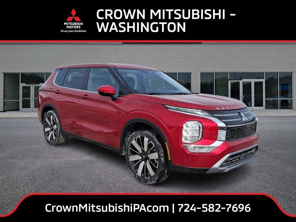 2026 Mitsubishi Outlander SE in Red Diamond — front three-quarter view