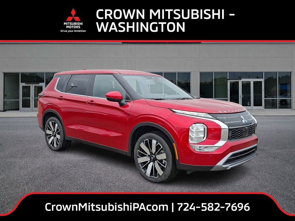 2026 Mitsubishi Outlander SE in Red Diamond — front three-quarter view